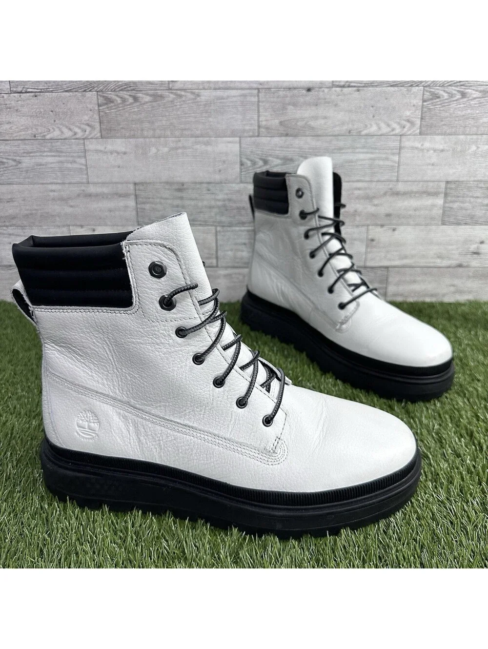 TIMBERLAND A2JQH Women Boots  White Leather Laced GreenStride ReBOTL Size 9